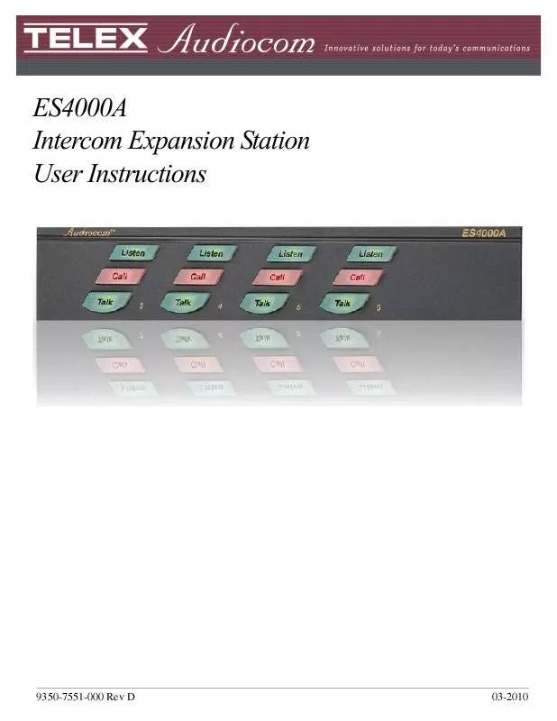 Mode d'emploi TELEX AUDIOCOM ES-4000A