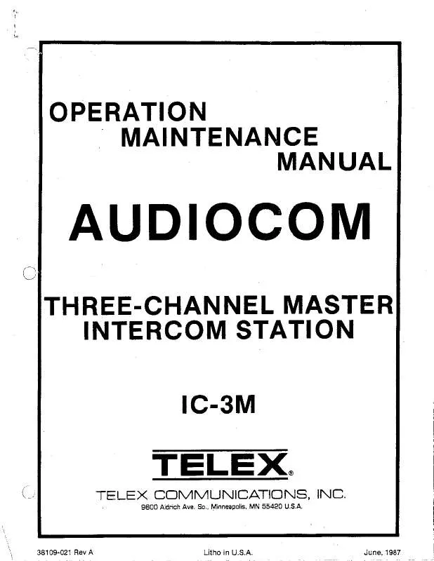 Mode d'emploi TELEX AUDIOCOM IC-3M