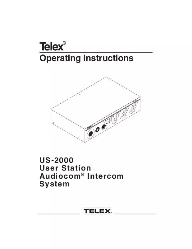 Mode d'emploi TELEX AUDIOCOM US-2000