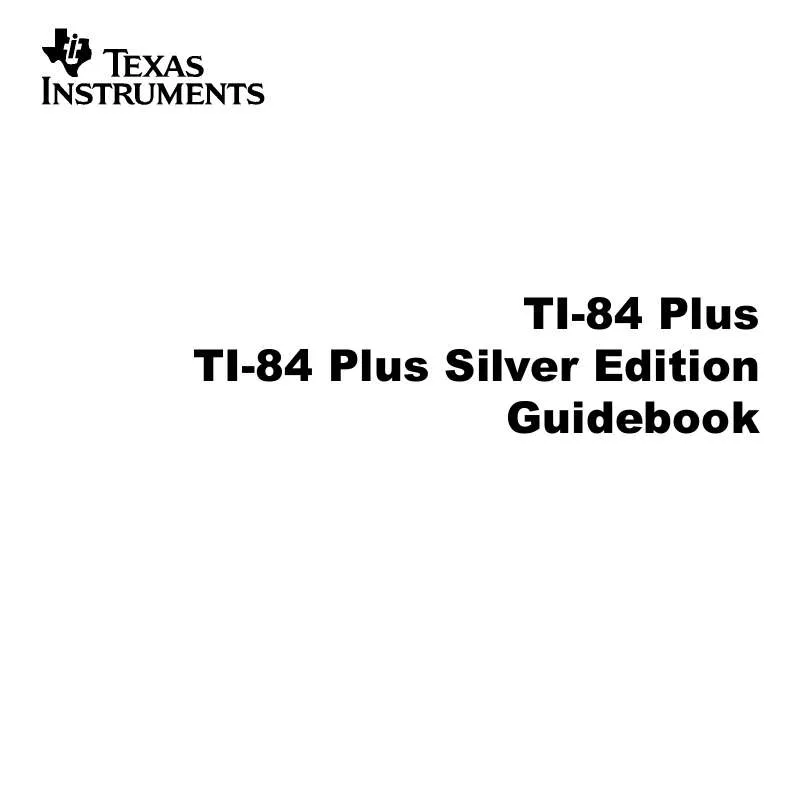 Mode d'emploi TEXAS INSTRUMENTS TI-83 PLUS SILVER EDITION