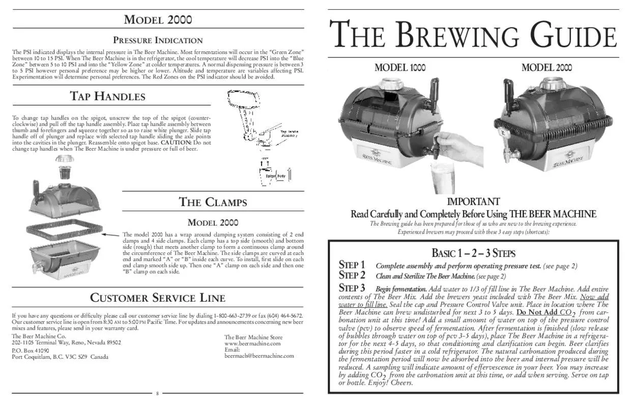 Mode d'emploi THE BEER MACHINE THE BREWMASTER MODEL