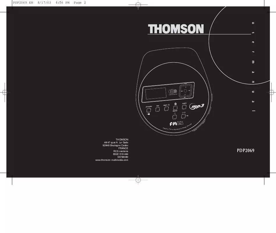Mode d'emploi THOMSON PDP2069