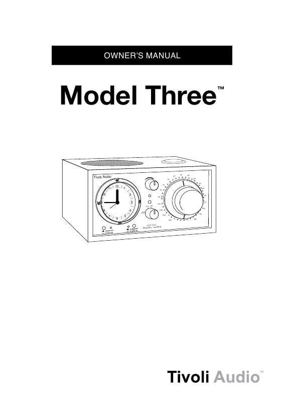 Mode d'emploi TIVOLI AUDIO MODEL THREE CLOCK RADIO