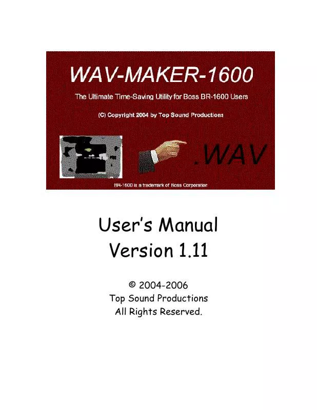 Mode d'emploi TOP SOUND PRODUCTIONS WAV-MAKER-1600 FOR BOSS BR1600