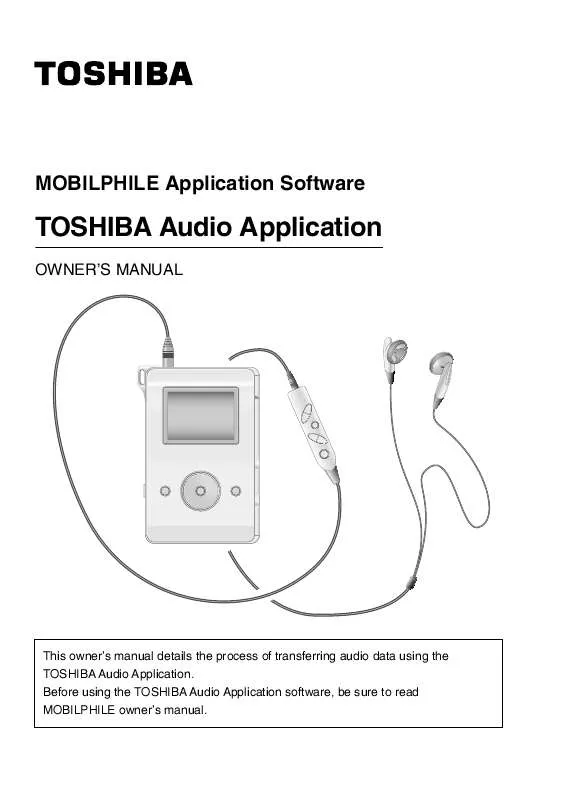 Mode d'emploi TOSHIBA AUDIO APPLICATION