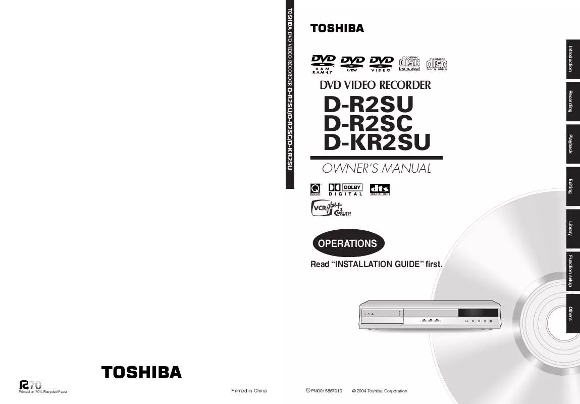 Mode d'emploi TOSHIBA D-R2