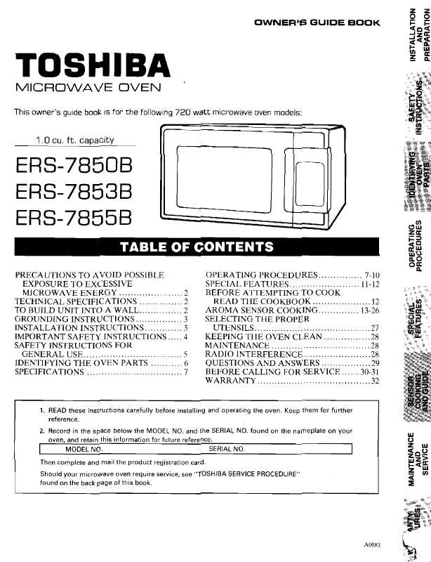 Mode d'emploi TOSHIBA ERS-7850B