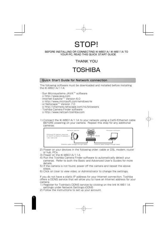 Mode d'emploi TOSHIBA IK-WB01A-11A