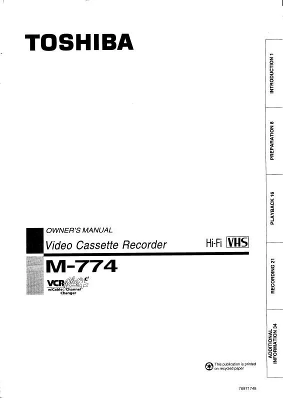 Mode d'emploi TOSHIBA M774