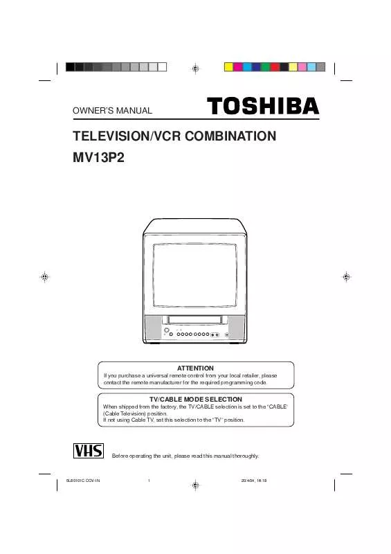 Mode d'emploi TOSHIBA MV13P2