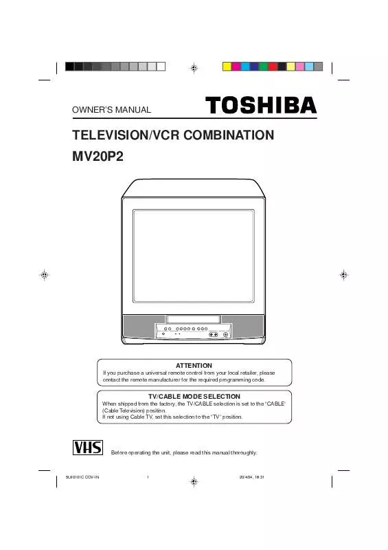 Mode d'emploi TOSHIBA MV20P2