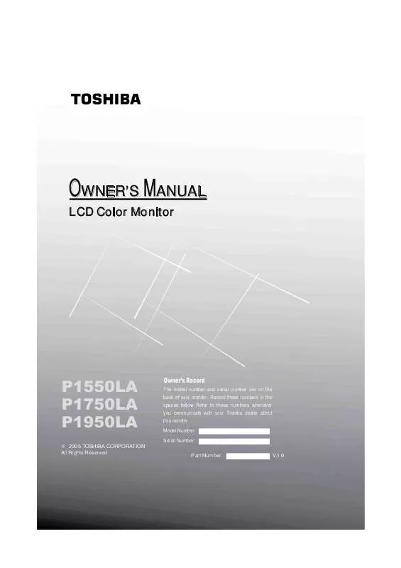 Mode d'emploi TOSHIBA P1550LA