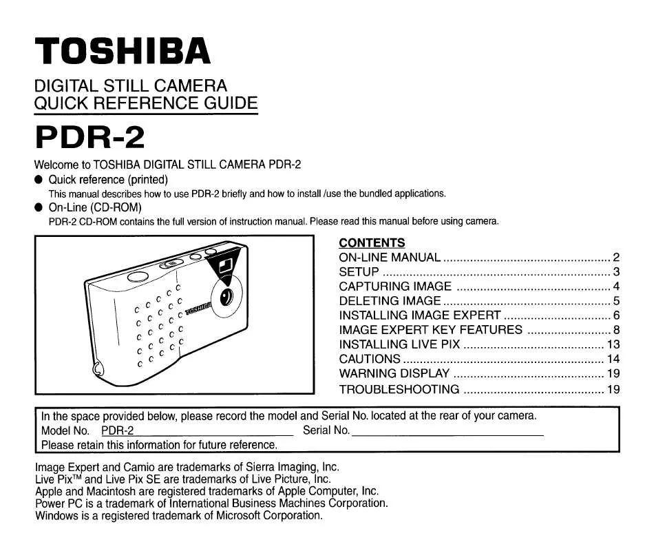 Mode d'emploi TOSHIBA PDR-2