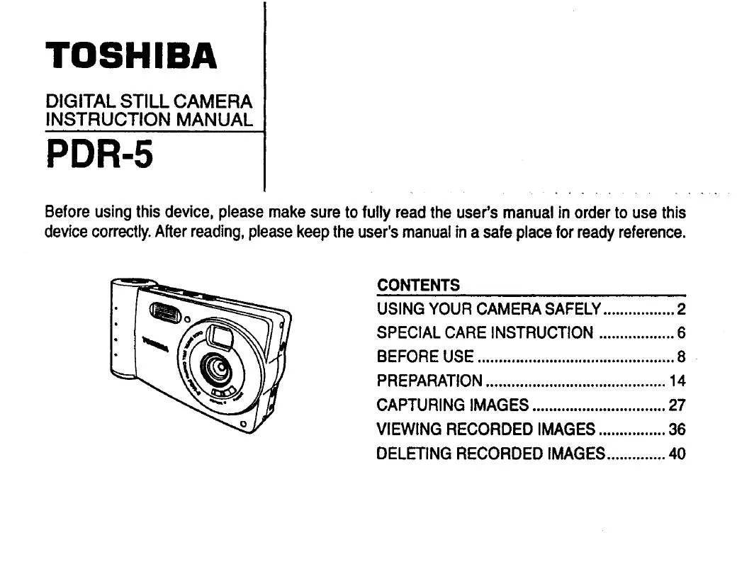 Mode d'emploi TOSHIBA PDR-5