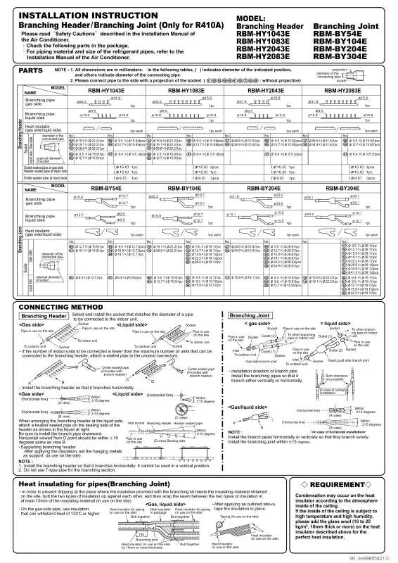 Mode d'emploi TOSHIBA RBM-HY1043E