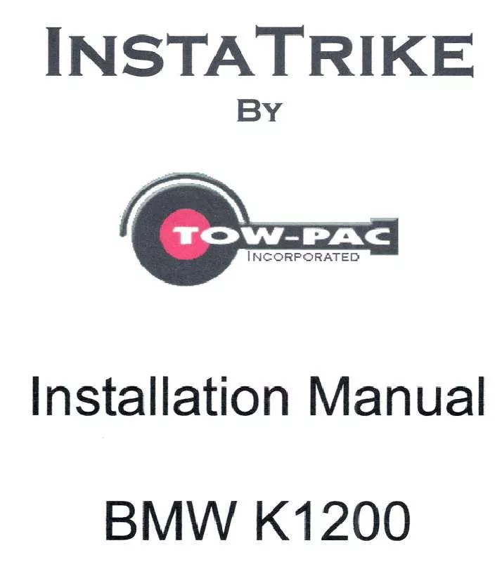 Mode d'emploi TOW-PAC INSTATRIKE BMW K1200