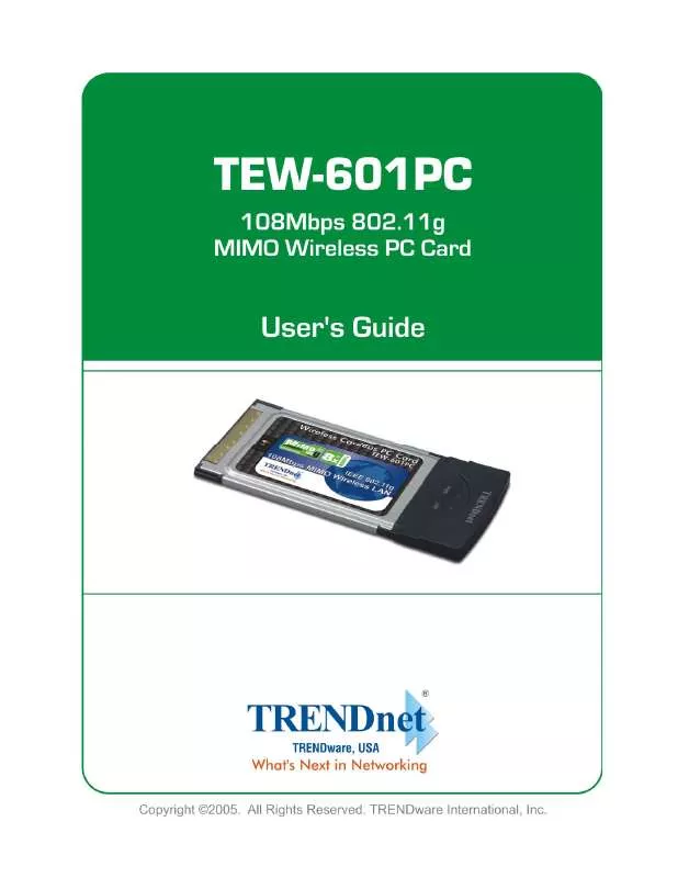 Mode d'emploi TRENDNET TEW-601PC