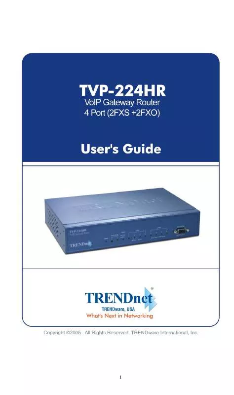 Mode d'emploi TRENDNET TVP-224HR