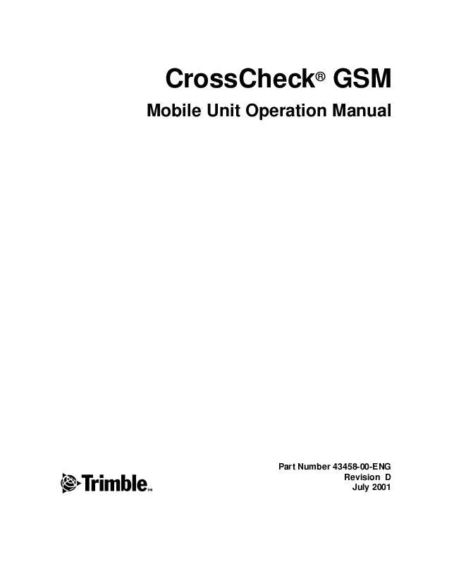 Mode d'emploi TRIMBLE CROSSCHECK GSM