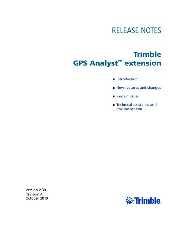 Mode d'emploi TRIMBLE GPS ANALYST EXTENSION 2.30