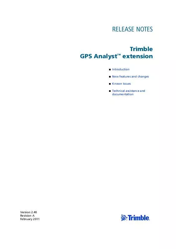 Mode d'emploi TRIMBLE GPS ANALYST EXTENSION