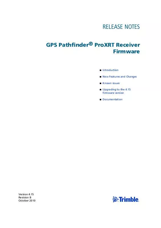 Mode d'emploi TRIMBLE GPS PATHFINDER PROXRT RECEIVER 4.15