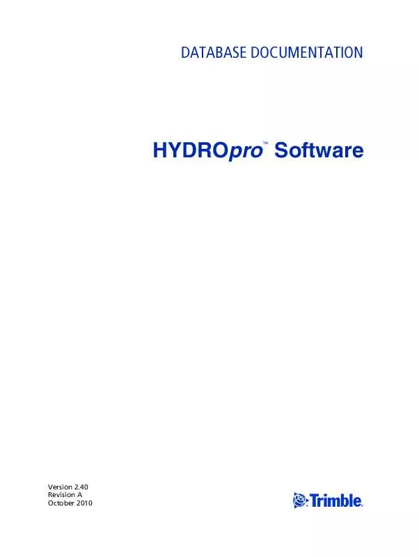 Mode d'emploi TRIMBLE HYDROPRO 2.40