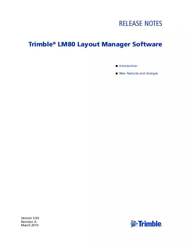 Mode d'emploi TRIMBLE LM80 LAYOUT MANAGER 5. 03
