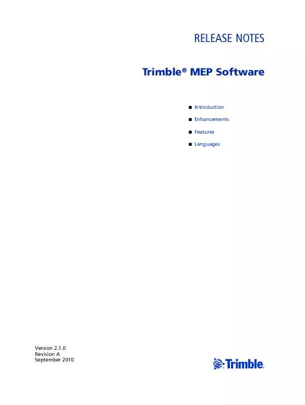 Mode d'emploi TRIMBLE MEP 2.1.0