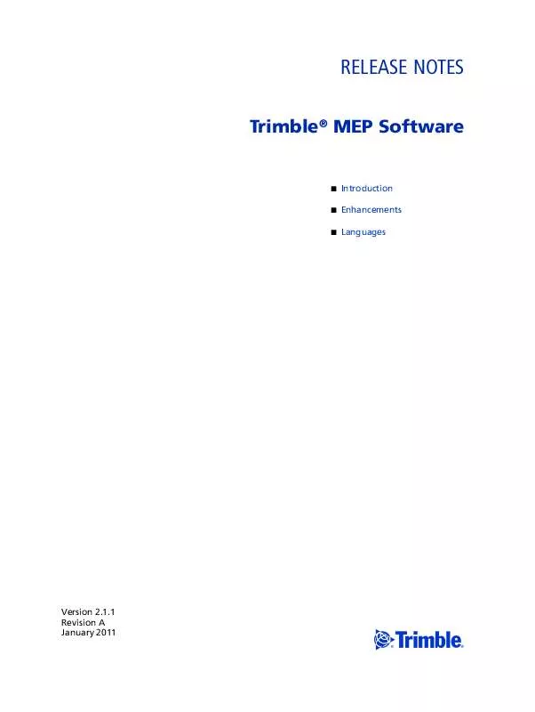 Mode d'emploi TRIMBLE MEP 2.1.1
