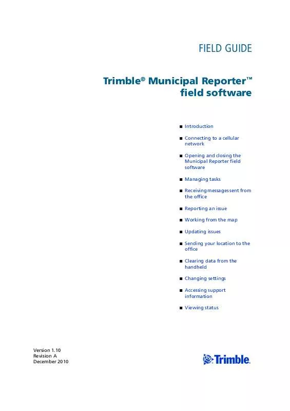 Mode d'emploi TRIMBLE MUNICIPAL REPORTER 1.10