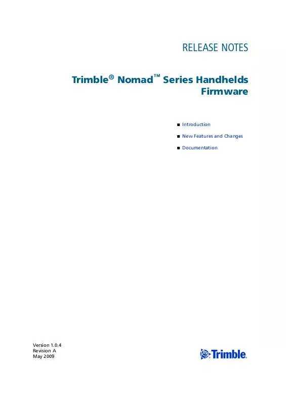 Mode d'emploi TRIMBLE NOMAD SERIES HANDHELDS FIRMWARE 1.0.4