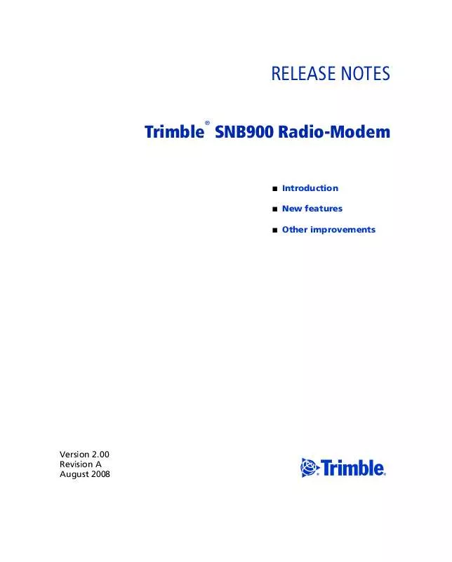 Mode d'emploi TRIMBLE SNB900 RADIO-MODEM 2.00