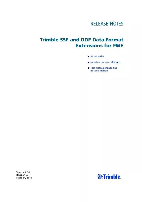 Mode d'emploi TRIMBLE SSF AND DDF DATA FORMAT EXTENSIONS