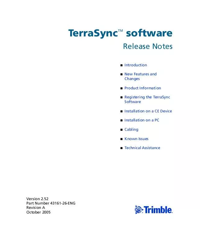 Mode d'emploi TRIMBLE TERRASYNC 2.52