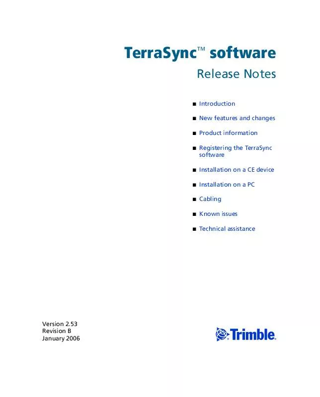 Mode d'emploi TRIMBLE TERRASYNC 2.53B