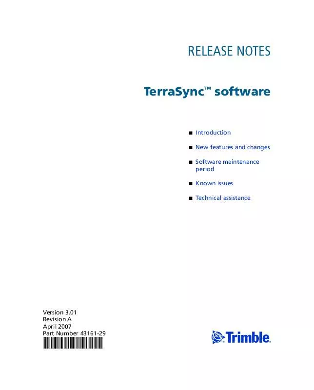 Mode d'emploi TRIMBLE TERRASYNC 3.01