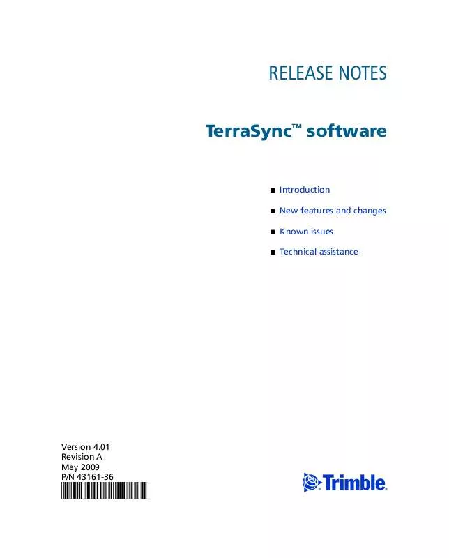 Mode d'emploi TRIMBLE TERRASYNC 4.01
