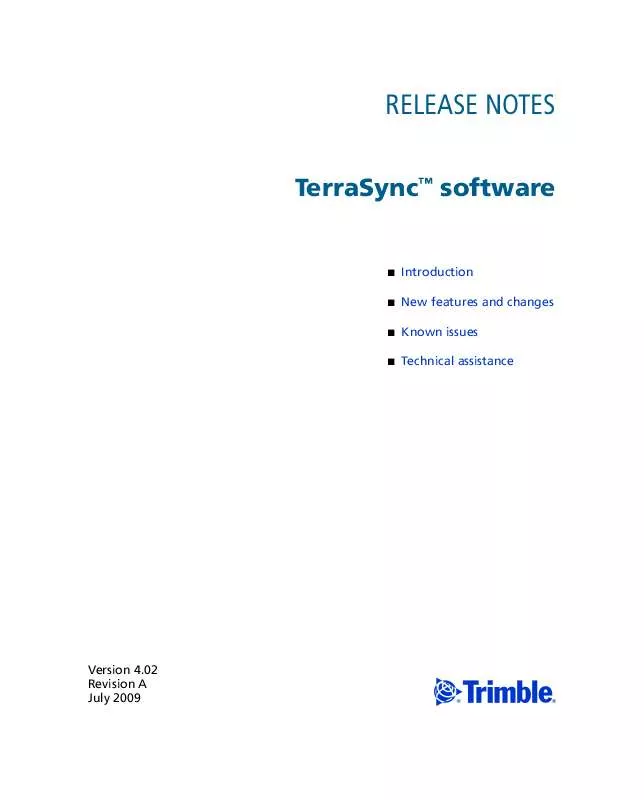 Mode d'emploi TRIMBLE TERRASYNC 4.02