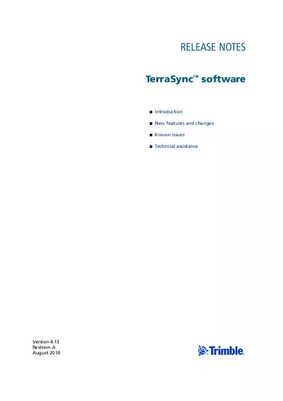 Mode d'emploi TRIMBLE TERRASYNC 4.13