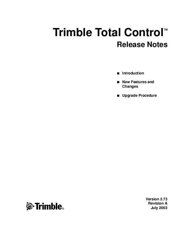 Mode d'emploi TRIMBLE TOTAL CONTROL 2.73