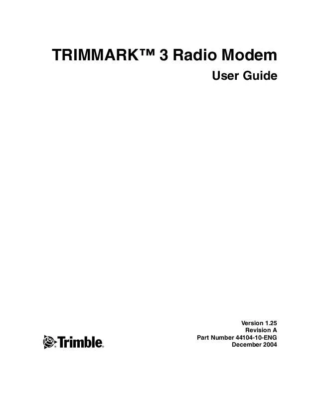 Mode d'emploi TRIMBLE TRIMMARK3 RADIO MODEM 1.25
