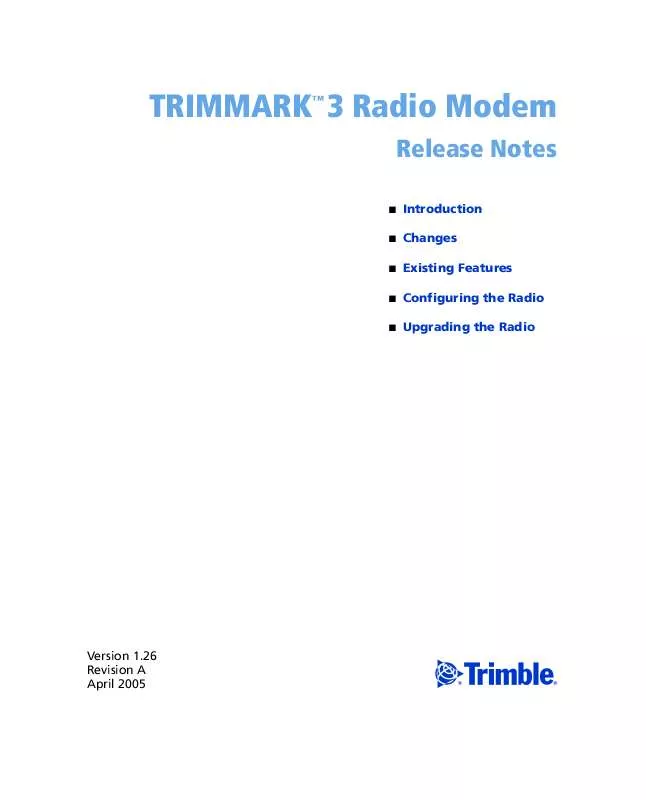 Mode d'emploi TRIMBLE TRIMMARK3 RADIO MODEM 1.26