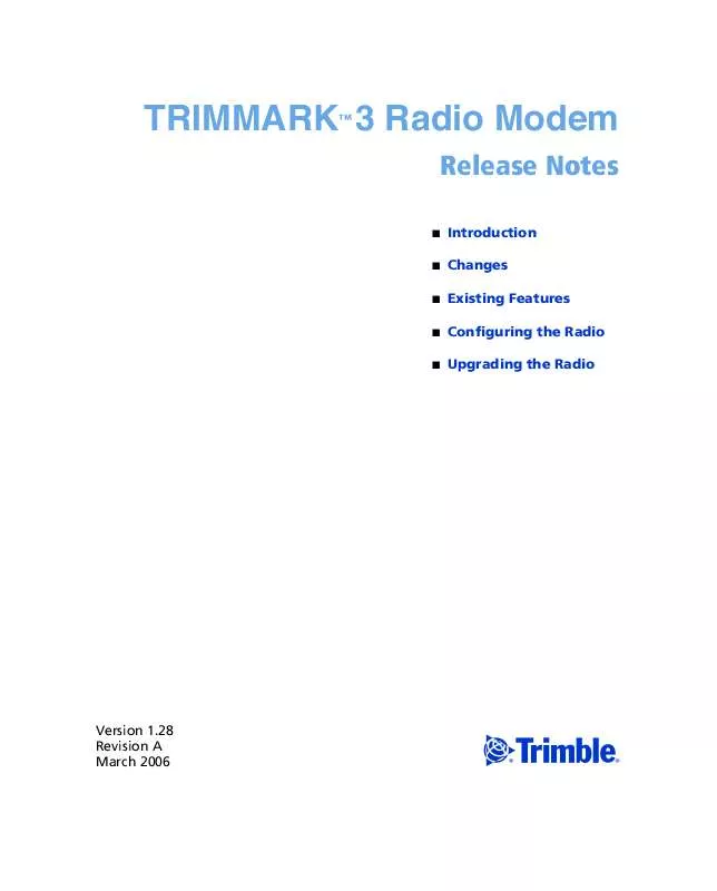 Mode d'emploi TRIMBLE TRIMMARK3 RADIO MODEM 1.28