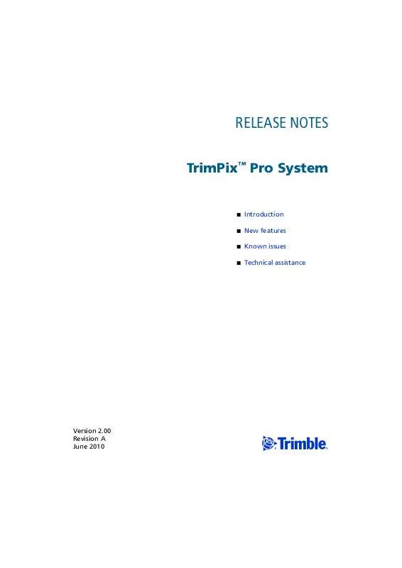 Mode d'emploi TRIMBLE TRIMPIX PRO 2.00