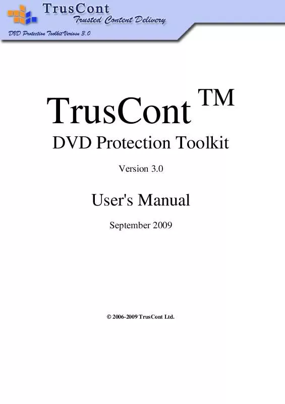 Mode d'emploi TRUSCONT DVD PROTECTION TOOLKIT