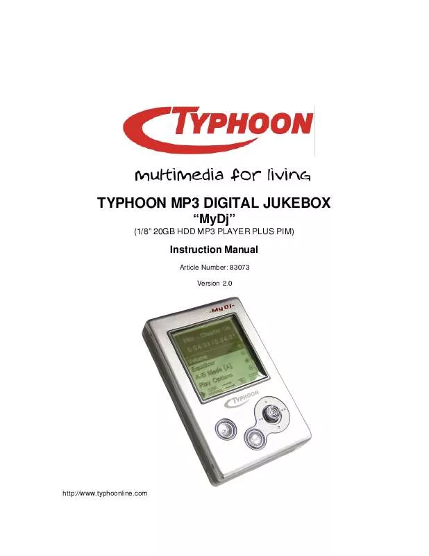 Mode d'emploi TYPHOON MP3 JUKEBOX MYDJ