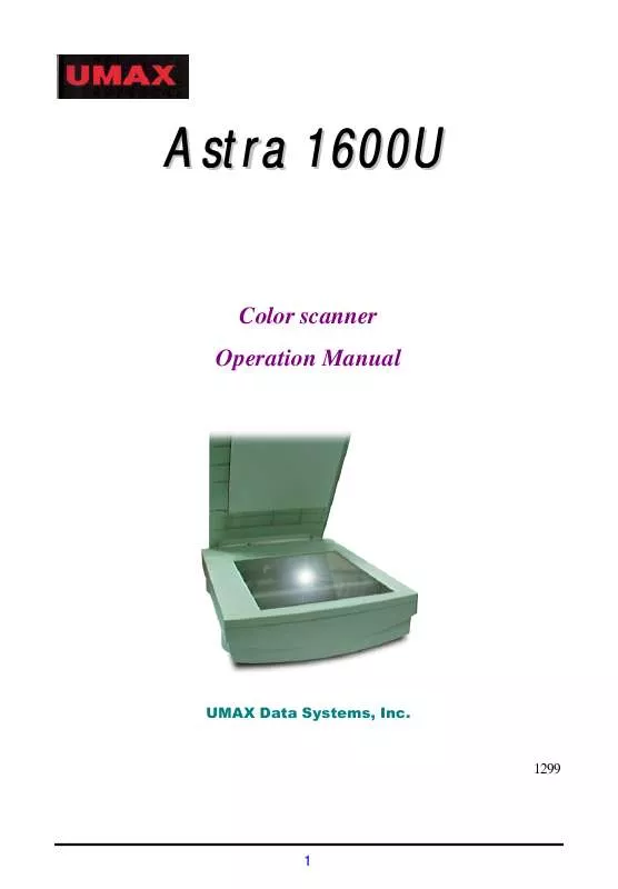 Mode d'emploi UMAX ASTRA 1600U