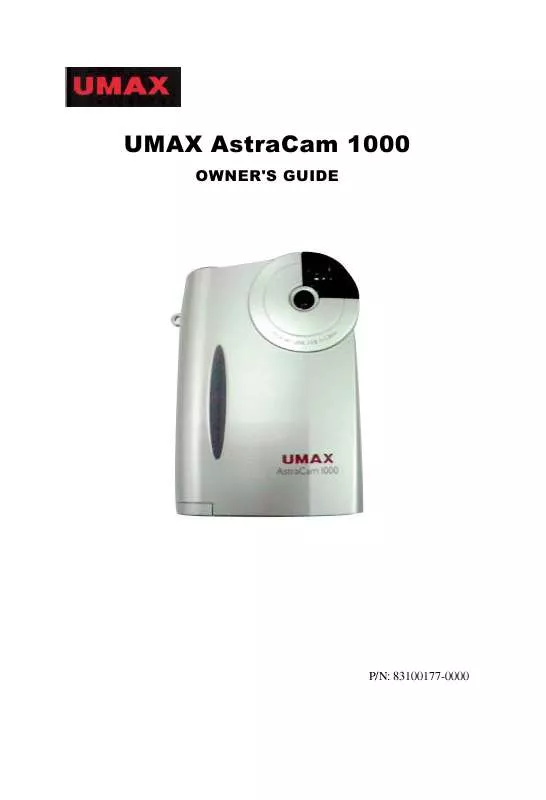 Mode d'emploi UMAX ASTRACAM 1000