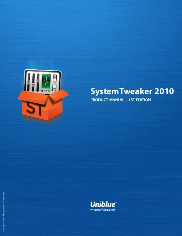 Mode d'emploi UNIBLUE SYSTEMTWEAKER 2010